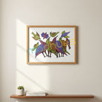 Gond Art: Vibrant Flocking Birds Hand-Painted Paper Painting