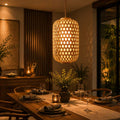 Artisan Woven Bamboo Cylinder Lantern Pendant Light