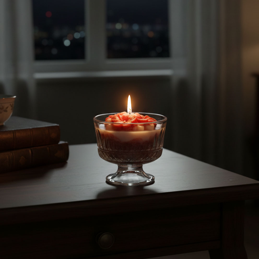 Floral Bloom Scented Candle in Pedestal Glass | Decorative & Relaxing