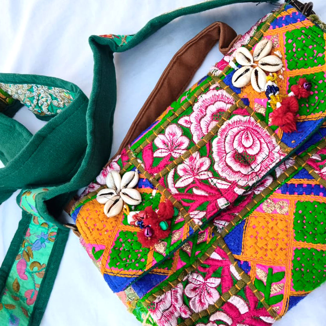 Kasida Kari Hand-Embroidered Floral Crossbody Bag