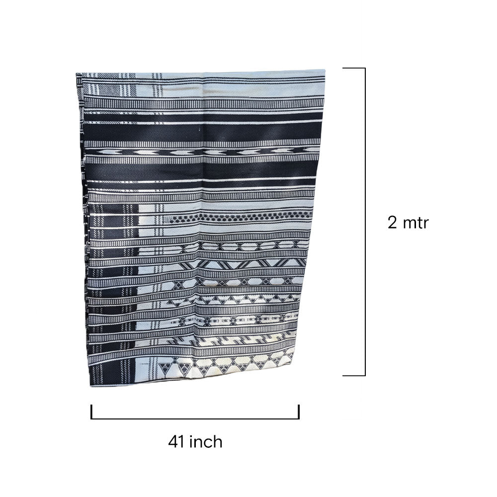 Black & White Striped Heritage Pattu Shawl