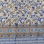 Indigo Floral Vine Bagru Block Print Bedsheet - Madhues
