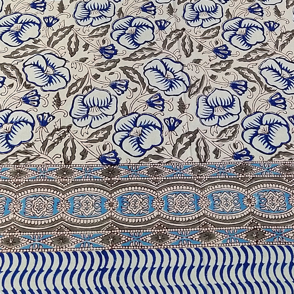 Indigo Floral Vine Bagru Block Print Bedsheet