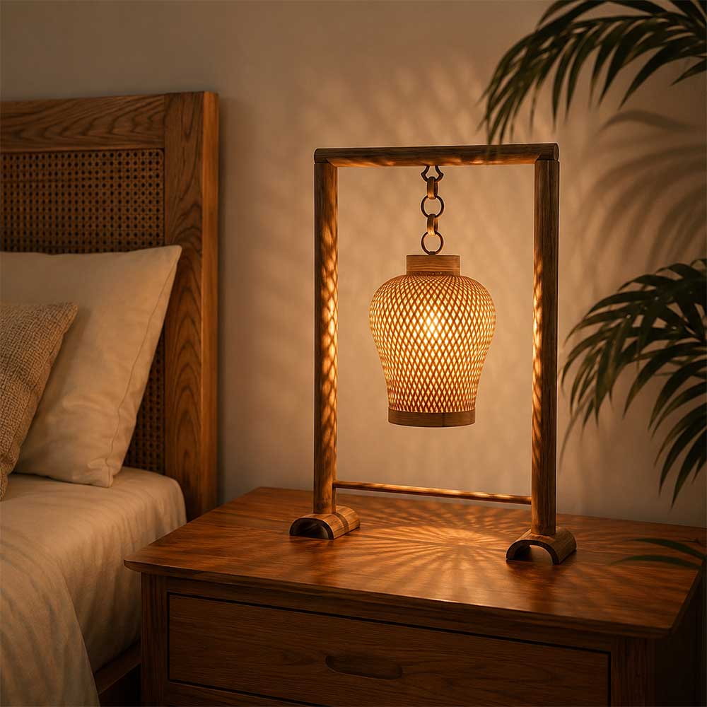 Bamboo Arch Frame Hanging Lantern Table Lamp