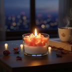 Romantic Heart & Cube Scented Soy Candle in Glass Jar