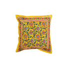 Sunny Yellow Floral Block Print Cushion Cover Set of 2 - Madhues