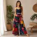 Boho Artisan Patchwork Cotton Wide Leg Palazzo Pants