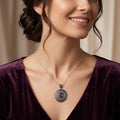 Handcrafted Amethyst Purple Mandala Pendant in Oxidized Silver