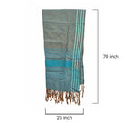 Lightweight Aqua & Grey Handwoven Stripe Scarf/Stole