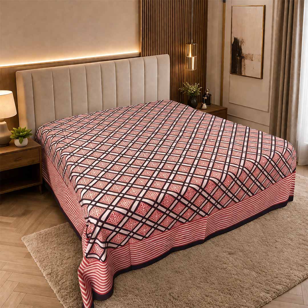 Geometric Murugan South Cotton Hand Block Printed Bedsheet