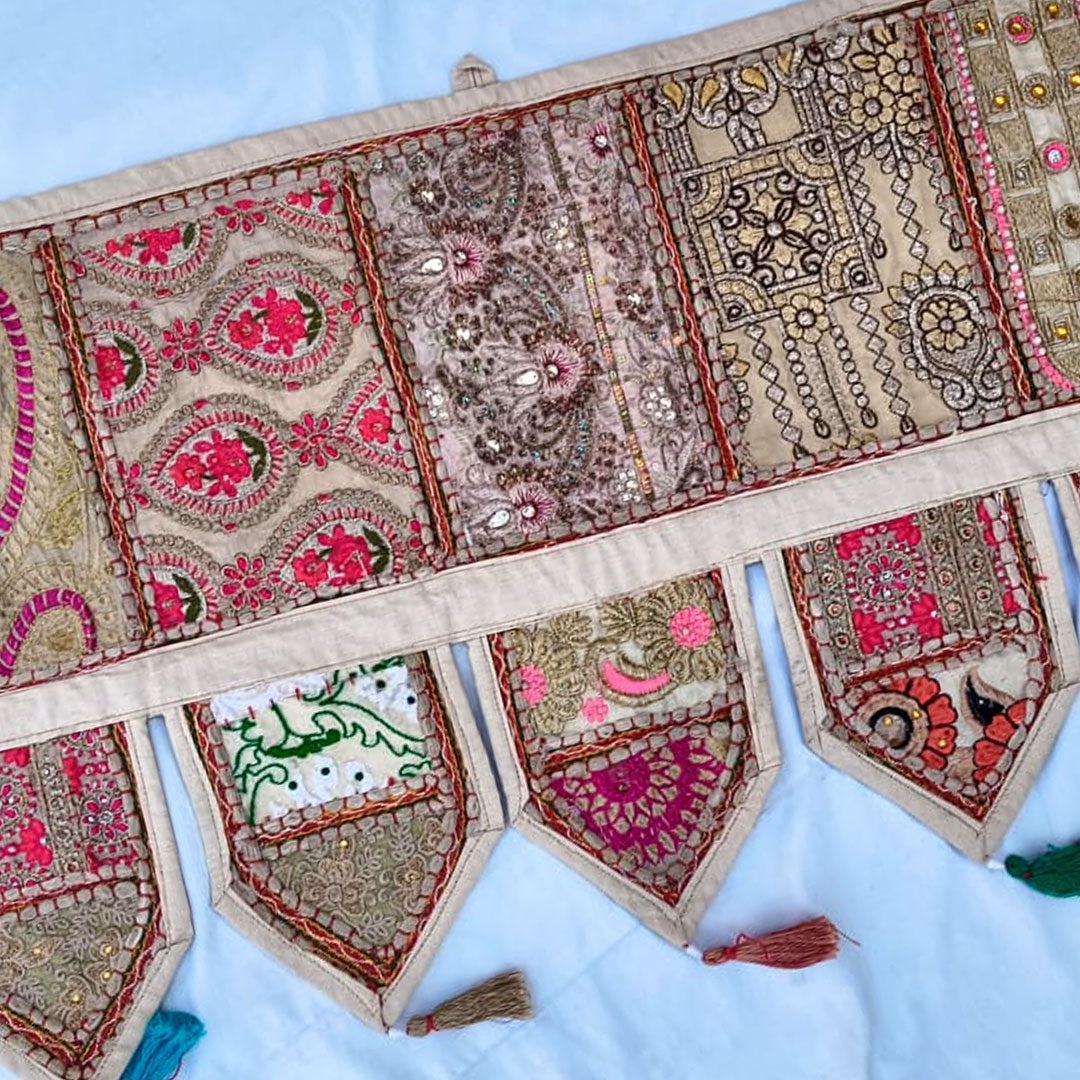 Kasida Kari Embroidered Patchwork Toran Door Hanging