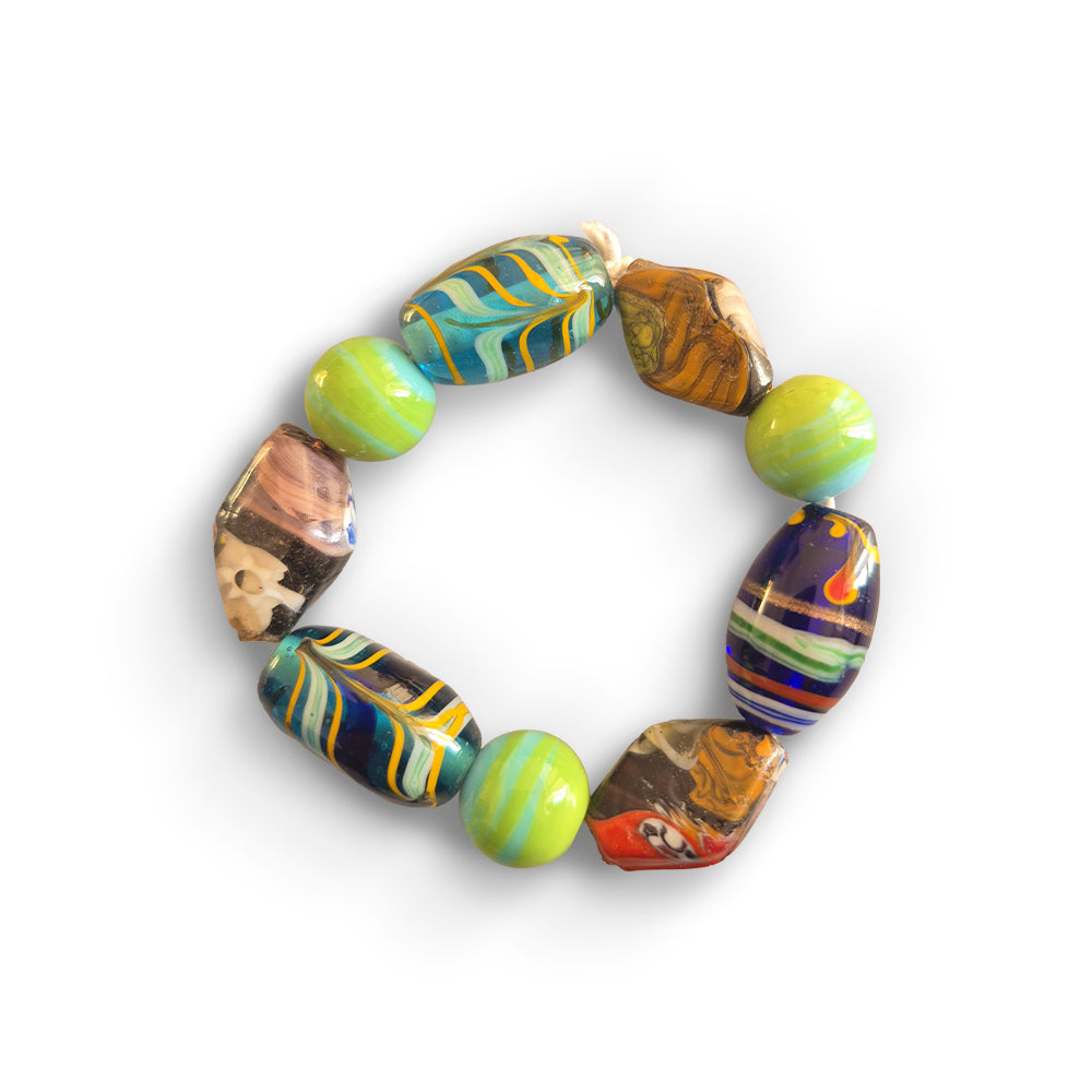 Marbled Art Glass Chunky Bracelet
