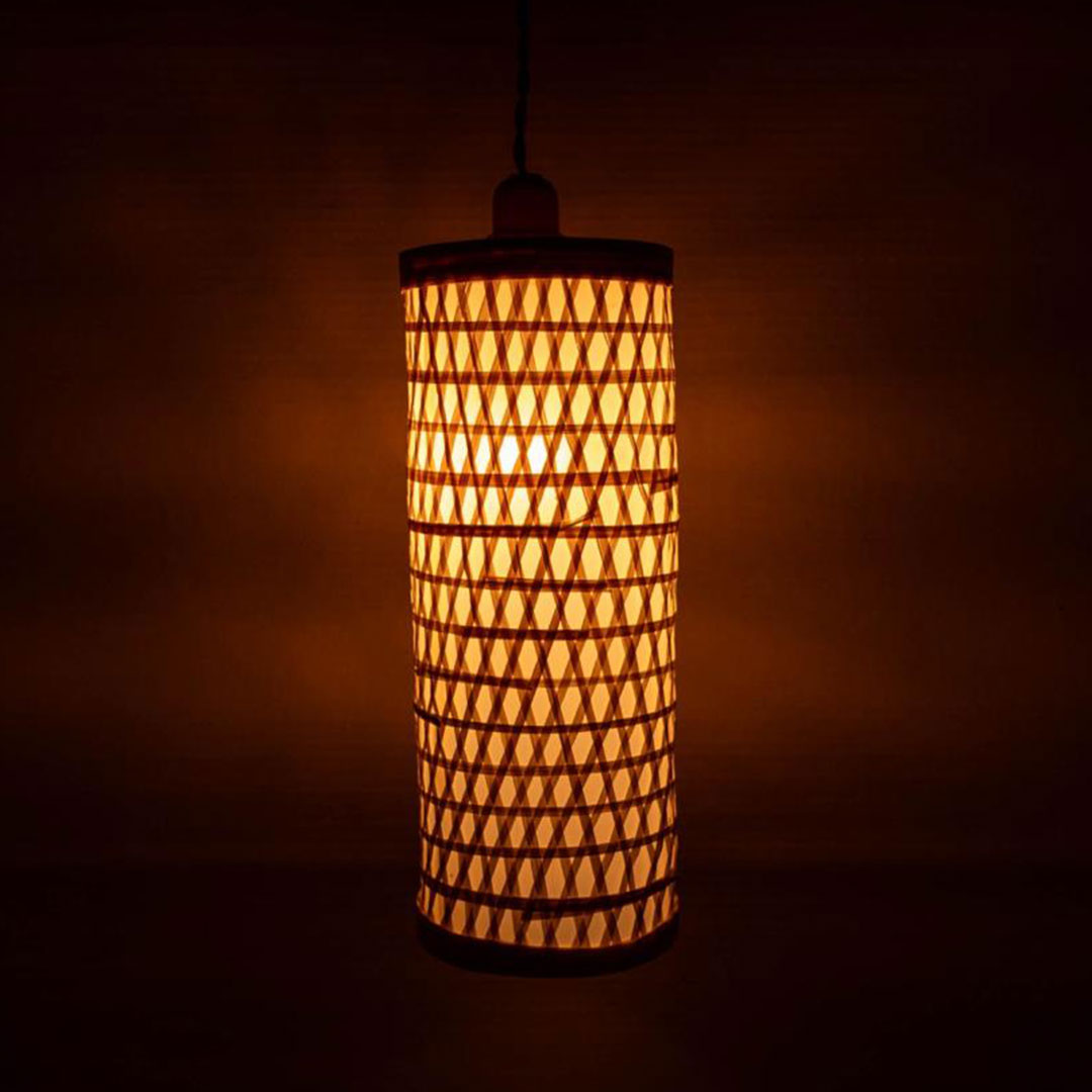 Bamboo Cylindrical Pendant Light - Sustainable Modern Lighting