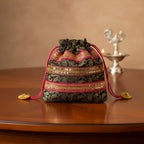 Royal Black and Gold Potli Bag - Madhues