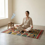 Geometric Triangle Pattern Handwoven Durrie Rug