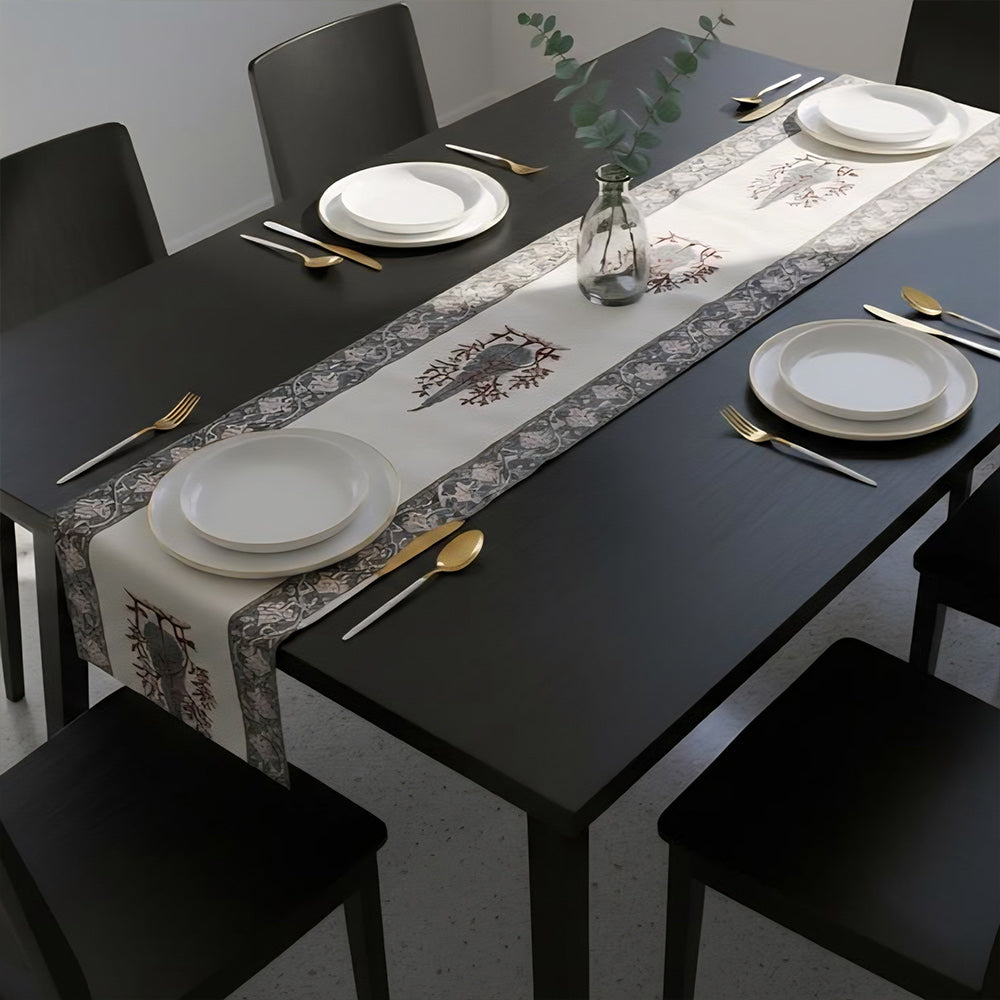 Artisan Block Printed Sitar Tree Cotton Table Runner