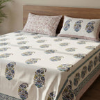 Desert Bloom Bagru Block Print Bedsheet Set - Madhues