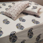 Desert Bloom Bagru Block Print Bedsheet Set - Madhues