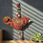 Vibrant Bandhani Bird Charm with Zari & Beads - Madhues