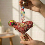 Vibrant Bandhani Bird Charm with Zari & Beads - Madhues