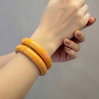 Vibrant Orange & Pink Swirl Resin Bangle Set - Madhues