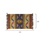 Handwoven Jute & Camel Wool Puja Aasan - Vibrant Geometric Prayer Mat