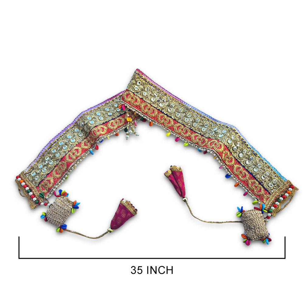 Vibrant Festival Mirror Work Toran with Multi-Colored Beads (Shisha & Zari Bandarwal) - Madhues