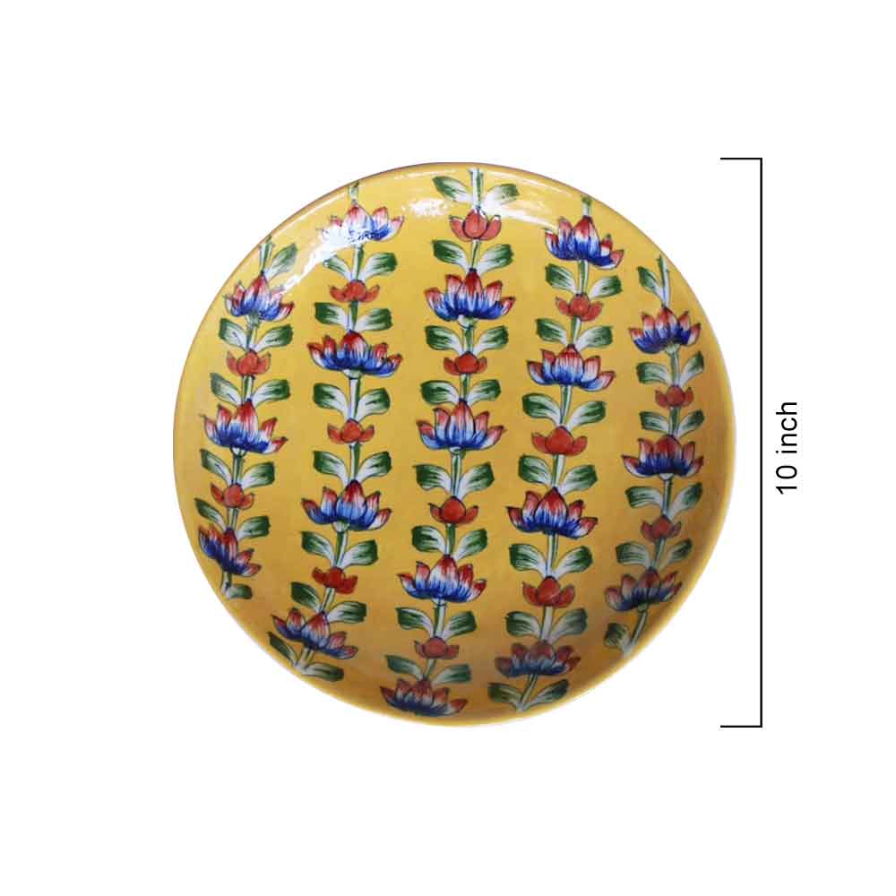 Saffron Lotus Hand-painted Ceramic Platter - Image 1