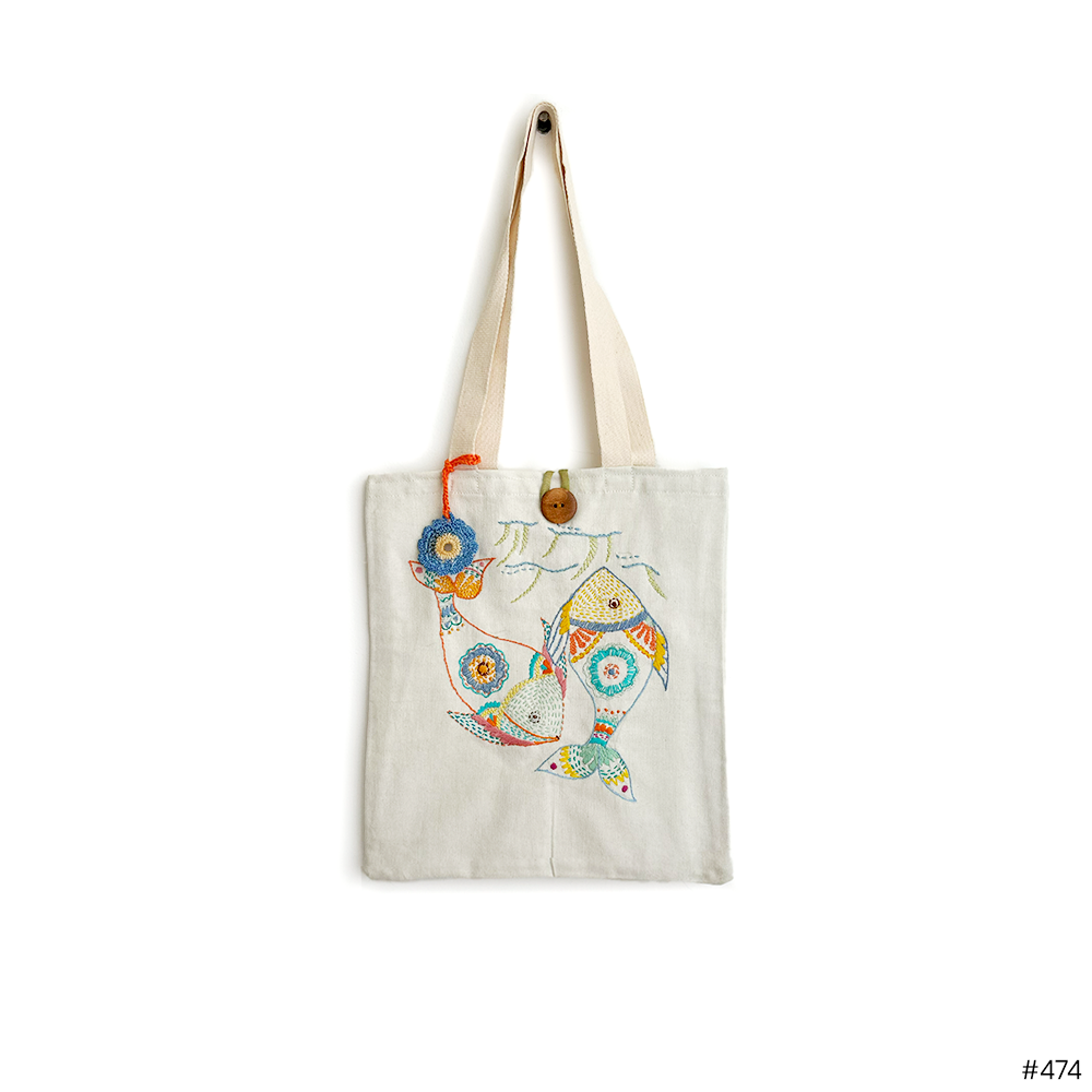 Ocean Whispers Embroidered Tote - Madhues