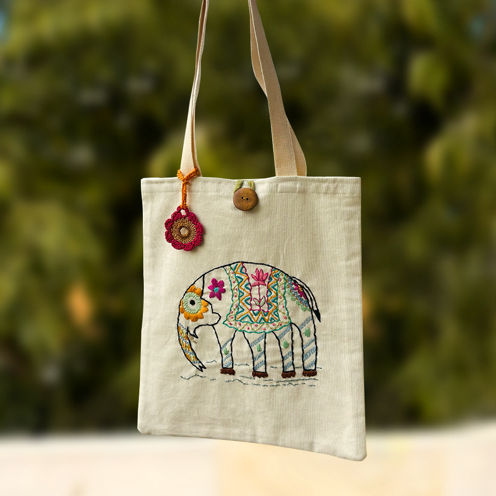 Joyful Journey Hand-Stitched Tote - Madhues