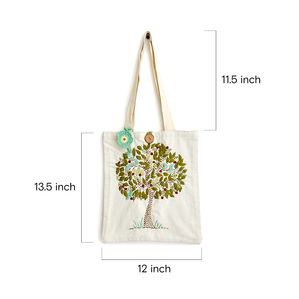 Tree of Life Embroidered Tote - Madhues
