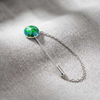 Handcrafted Mosaic Lapel Pin in Emerald Green and Azure Blue