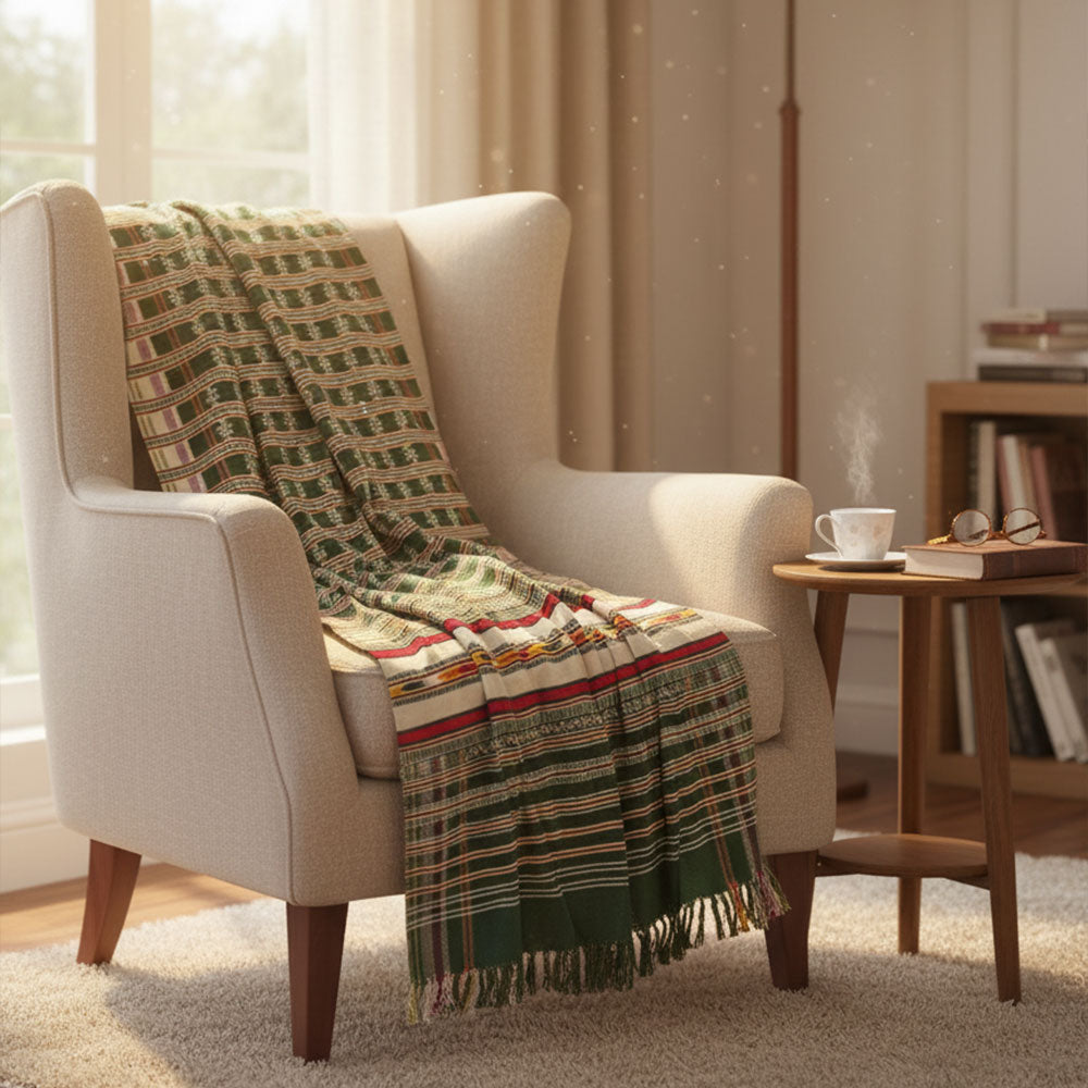 Forest Green Heritage Handwoven Pattu Shawl