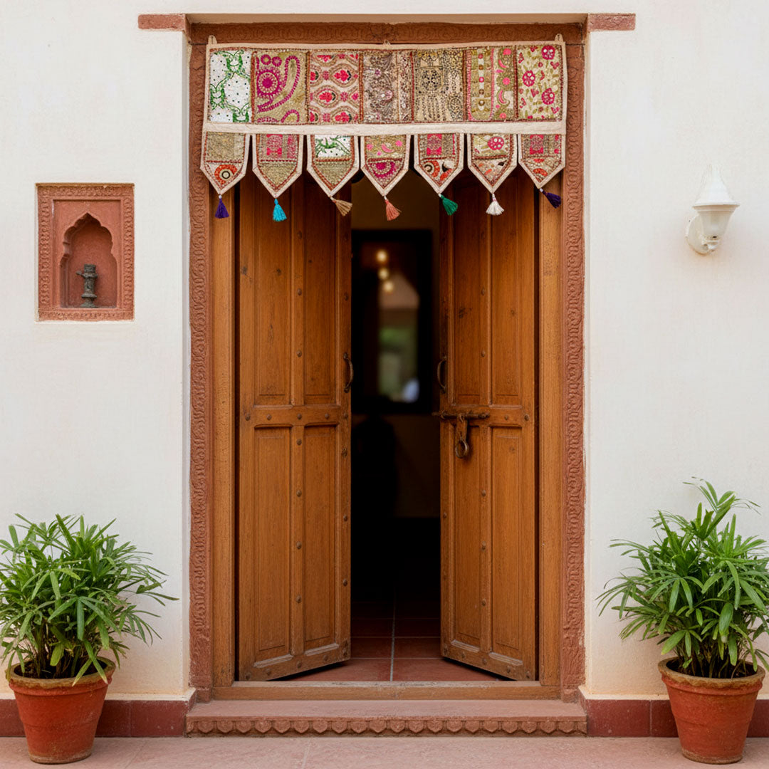 Kasida Kari Embroidered Patchwork Toran Door Hanging