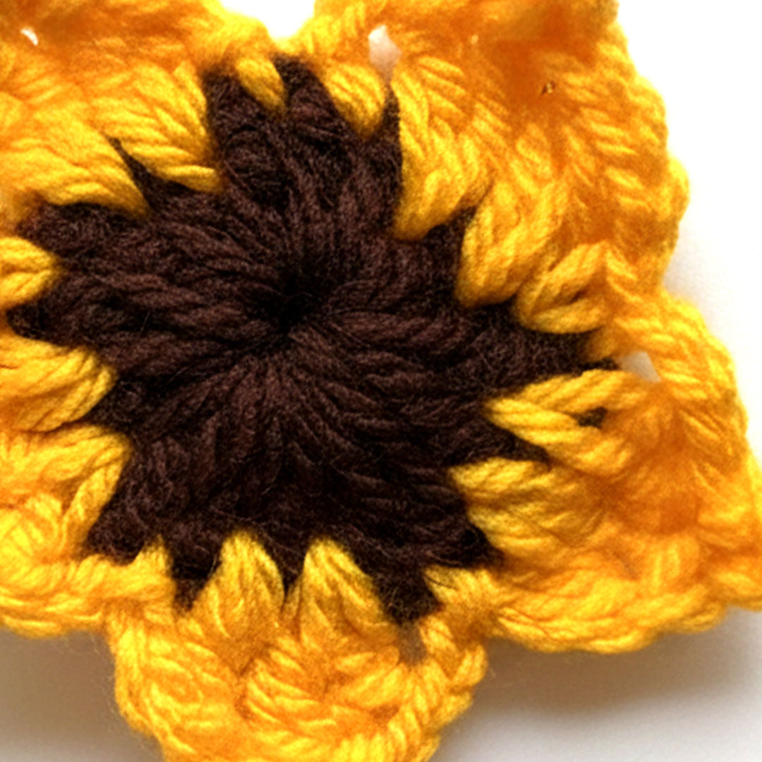 Handmade Crocheted Sunflower Hair Clip - Yellow & Brown Floral Accessory