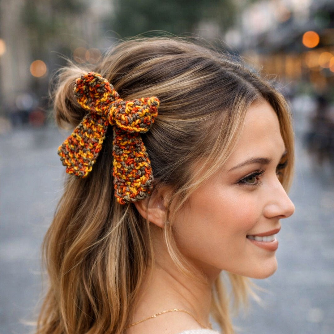 Autumn Harvest Crochet Hair Bow Clip