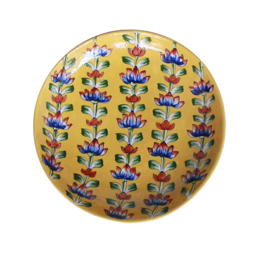 Saffron Lotus Hand-painted Ceramic Platter - Image 2
