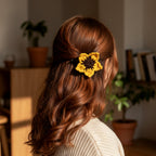 Handmade Crochet Sunflower Hair Clip - Vibrant Floral Accessory