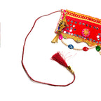 Red and Golden Bandarwal with Mirror Work - Madhues