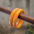 Vibrant Orange & Pink Swirl Resin Bangle Set - Madhues