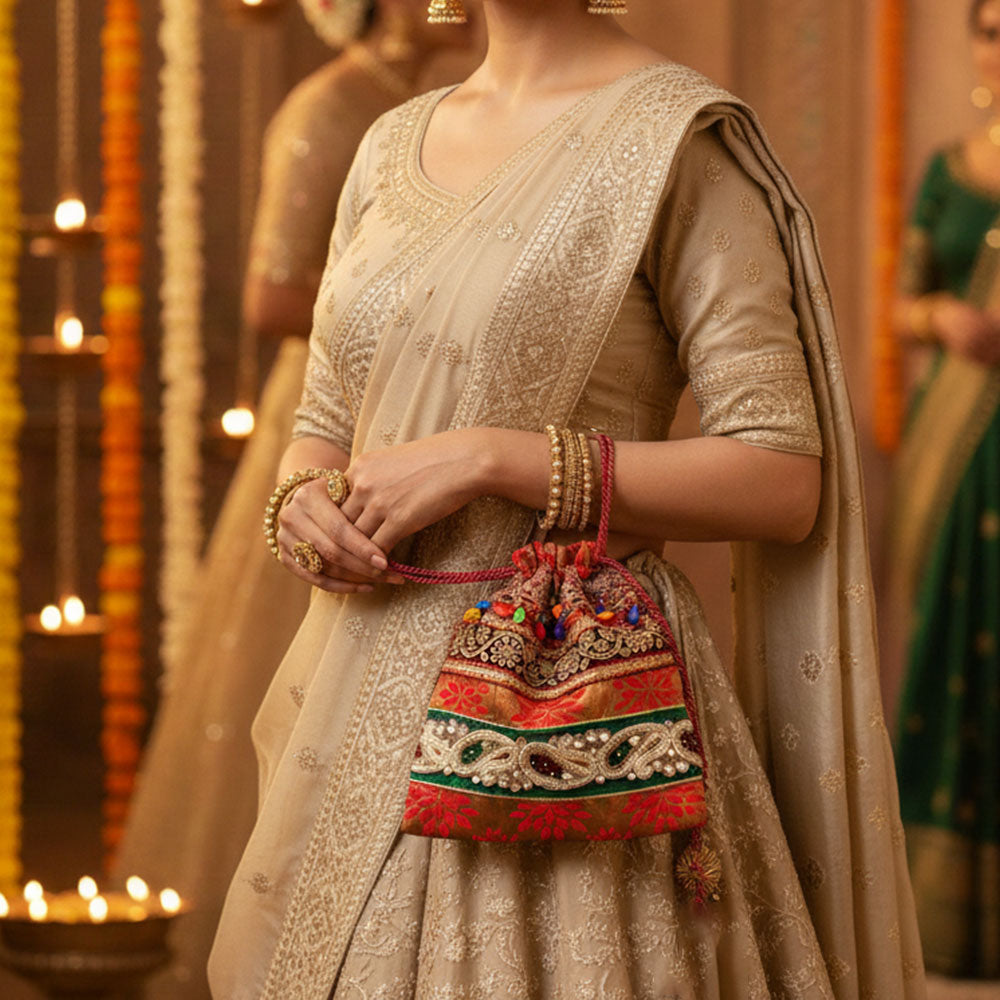 The Royal Paisley Embroidered Potli Bag