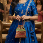 The Crimson Chevron Embroidered Potli - Madhues