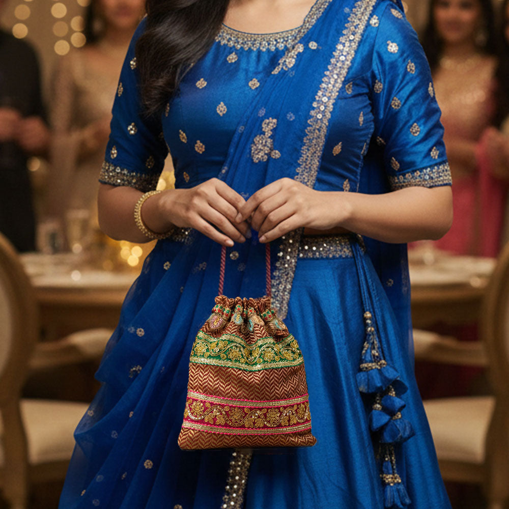 The Crimson Chevron Embroidered Potli