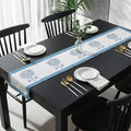 Indigo & White Tree Motif Bagru Block Print Cotton Table Runner - Madhues
