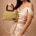 Jute Macrame Handbag with Wooden Handle & Shoulder Strap