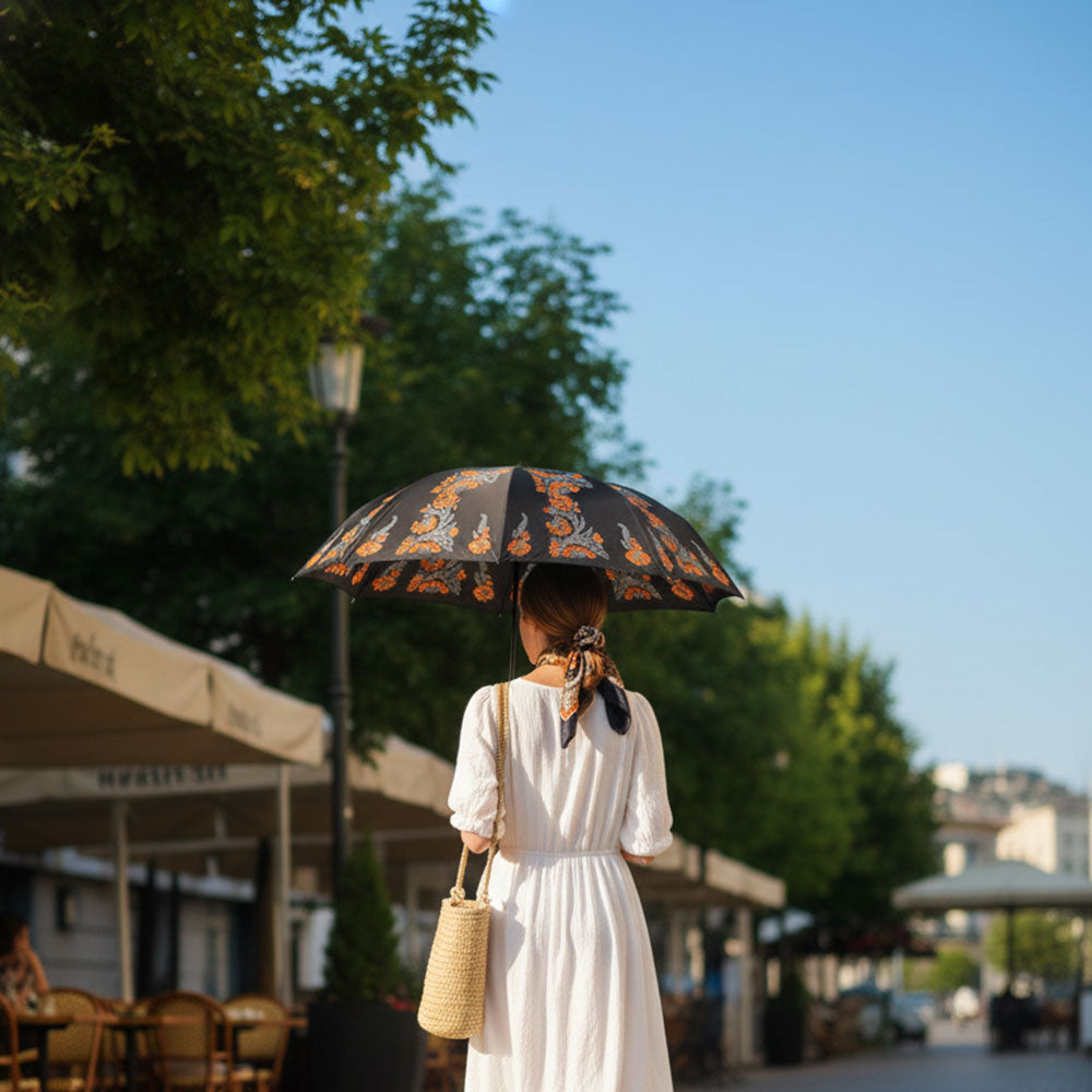 Midnight Marigold Embroidered Umbrella - Madhues