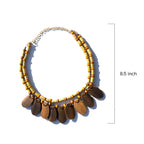 Boho Double Strand Bamboo and Wood Pendant Necklace