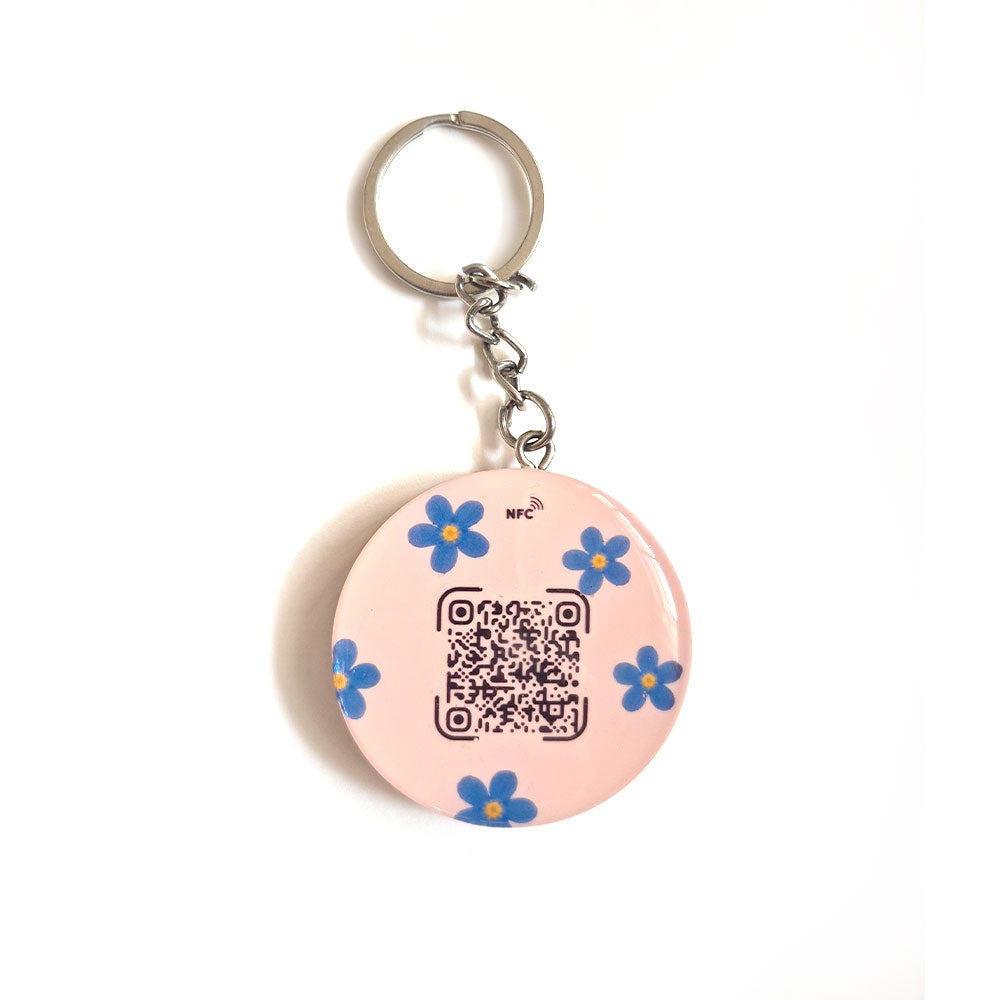 Custom Round Floral NFC & QR Code Keychain - Personalized Name & Smart Tag - Madhues