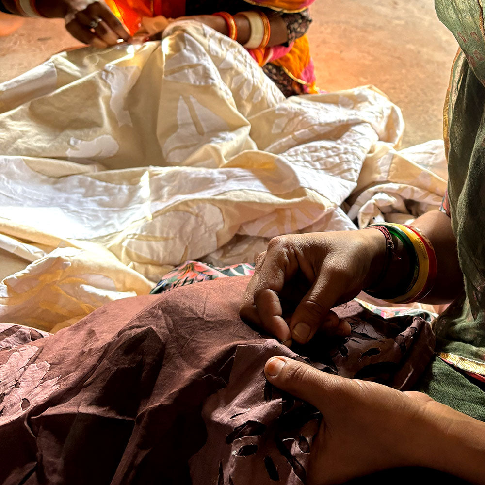 The Lace Bloom Appliqué Cutwork Cotton Bedcover