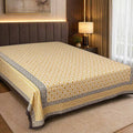 Mustard Yellow Block Printed Vegetable Dye Bedsheet